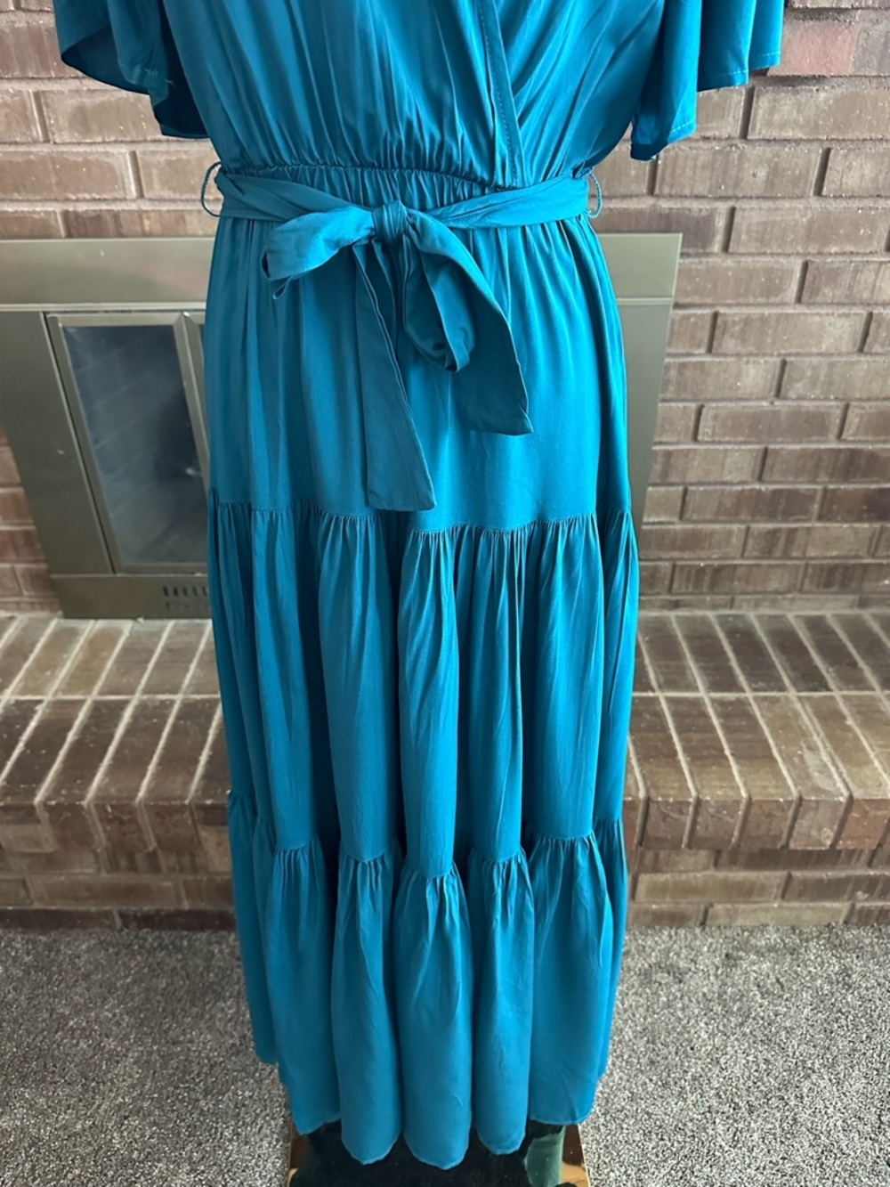 NWT Petal & Pup Teal Wrap Midi Dress | Romantic Boho Coastal Vibes Size S - Picture 3 of 6